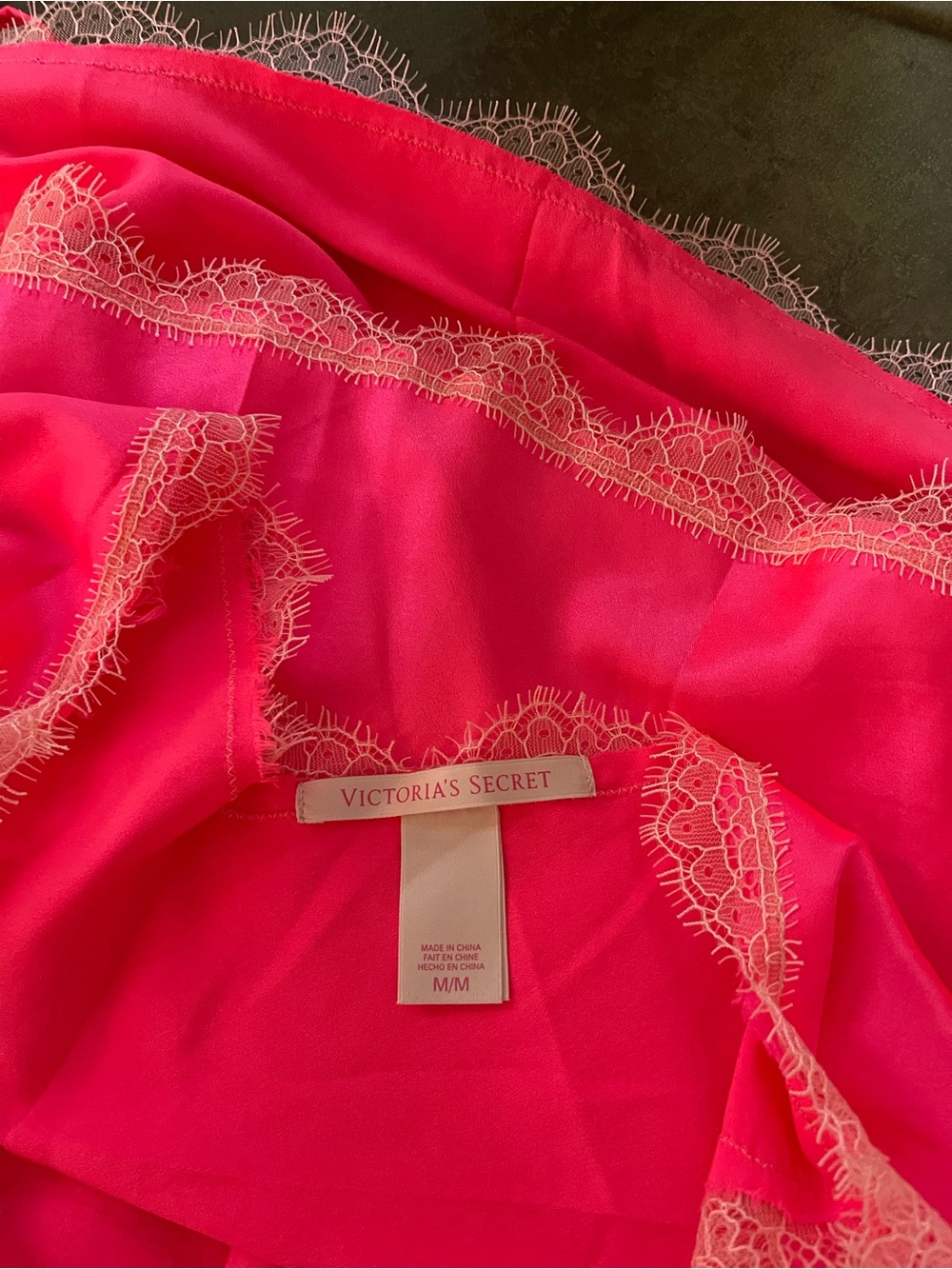 Victoria's Secret Fuchsia Pink & Pale Pink Lace Halter Chemise Lingerie NWOT - Picture 14 of 16